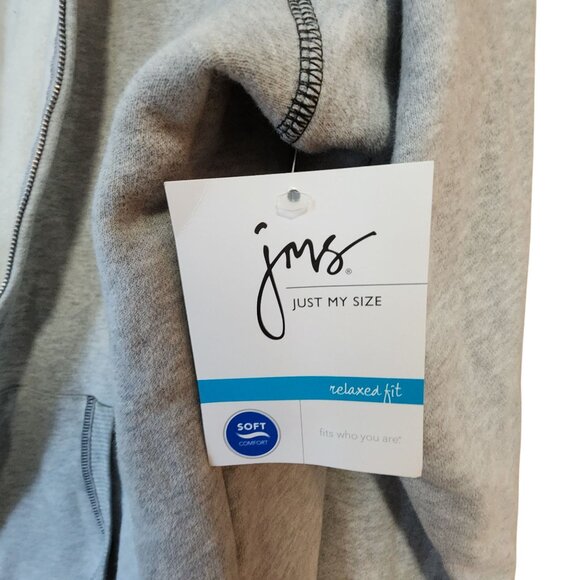 Just My Size Womens Gray Relaxed Fit Zip-Up Hoodie 26W/28W NWT - Picture 3 of 4